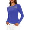 imageDarong Womens Mesh Sheer Long Sleeve Top Crew Neck Slim Fit Shirts Sexy Casual Going Out BlousesBlue