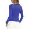 imageDarong Womens Mesh Sheer Long Sleeve Top Crew Neck Slim Fit Shirts Sexy Casual Going Out BlousesBlue