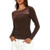 imageDarong Womens Mesh Sheer Long Sleeve Top Crew Neck Slim Fit Shirts Sexy Casual Going Out BlousesCoffee