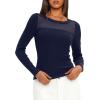 imageDarong Womens Mesh Sheer Long Sleeve Top Crew Neck Slim Fit Shirts Sexy Casual Going Out BlousesDark Blue