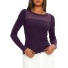 imageDarong Womens Mesh Sheer Long Sleeve Top Crew Neck Slim Fit Shirts Sexy Casual Going Out BlousesDark Purple