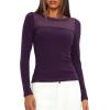 imageDarong Womens Mesh Sheer Long Sleeve Top Crew Neck Slim Fit Shirts Sexy Casual Going Out BlousesDark Purple