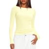 imageDarong Womens Long Sleeve Shirts Sexy Boat Neck Backless Fitted Tee Shirts Going Out Outfit Y2K Crop Blouse Underscrub CasualLight Yellow