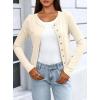imageDarong Women Button Down Shirt Fall Long Sleeve Ribbed Knit Top Lightweight Cardigan Cute Going Out SweaterBeige