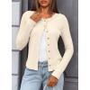 imageDarong Women Button Down Shirt Fall Long Sleeve Ribbed Knit Top Lightweight Cardigan Cute Going Out SweaterBeige