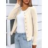 imageDarong Women Button Down Shirt Fall Long Sleeve Ribbed Knit Top Lightweight Cardigan Cute Going Out SweaterBeige