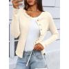 imageDarong Women Button Down Shirt Fall Long Sleeve Ribbed Knit Top Lightweight Cardigan Cute Going Out SweaterBeige