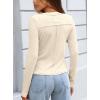 imageDarong Women Button Down Shirt Fall Long Sleeve Ribbed Knit Top Lightweight Cardigan Cute Going Out SweaterBeige