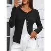 imageDarong Women Button Down Shirt Fall Long Sleeve Ribbed Knit Top Lightweight Cardigan Cute Going Out SweaterBlack