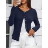 imageDarong Women Button Down Shirt Fall Long Sleeve Ribbed Knit Top Lightweight Cardigan Cute Going Out SweaterDark Blue