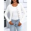 imageDarong Women Button Down Shirt Fall Long Sleeve Ribbed Knit Top Lightweight Cardigan Cute Going Out SweaterWhite
