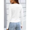 imageDarong Women Button Down Shirt Fall Long Sleeve Ribbed Knit Top Lightweight Cardigan Cute Going Out SweaterWhite
