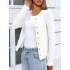 imageDarong Women Button Down Shirt Fall Long Sleeve Ribbed Knit Top Lightweight Cardigan Cute Going Out SweaterWhite