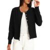 imageDarong Womens Casual Cropped Cardigan Lightweight Button Down Long Sleeve Knit Sweater Fall Outfit TopBlack