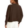 imageDarong Womens Casual Cropped Cardigan Lightweight Button Down Long Sleeve Knit Sweater Fall Outfit TopDeep Brown