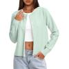 imageDarong Womens Casual Cropped Cardigan Lightweight Button Down Long Sleeve Knit Sweater Fall Outfit TopLight Green
