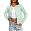 imageDarong Womens Casual Cropped Cardigan Lightweight Button Down Long Sleeve Knit Sweater Fall Outfit TopLight Green