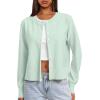 imageDarong Womens Casual Cropped Cardigan Lightweight Button Down Long Sleeve Knit Sweater Fall Outfit TopLight Green