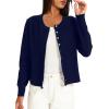 imageDarong Womens Casual Cropped Cardigan Lightweight Button Down Long Sleeve Knit Sweater Fall Outfit TopRoyal Blue