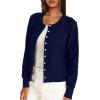 imageDarong Womens Casual Cropped Cardigan Lightweight Button Down Long Sleeve Knit Sweater Fall Outfit TopRoyal Blue