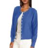 imageDarong Womens Casual Cropped Cardigan Lightweight Button Down Long Sleeve Knit Sweater Fall Outfit TopSky Blue