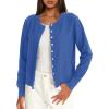 imageDarong Womens Casual Cropped Cardigan Lightweight Button Down Long Sleeve Knit Sweater Fall Outfit TopSky Blue