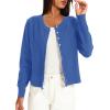 imageDarong Womens Casual Cropped Cardigan Lightweight Button Down Long Sleeve Knit Sweater Fall Outfit TopSky Blue