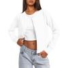 imageDarong Womens Casual Cropped Cardigan Lightweight Button Down Long Sleeve Knit Sweater Fall Outfit TopWhite