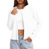 imageDarong Womens Casual Cropped Cardigan Lightweight Button Down Long Sleeve Knit Sweater Fall Outfit TopWhite
