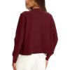 imageDarong Womens Casual Cropped Cardigan Lightweight Button Down Long Sleeve Knit Sweater Fall Outfit TopWine Red