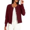 imageDarong Womens Casual Cropped Cardigan Lightweight Button Down Long Sleeve Knit Sweater Fall Outfit TopWine Red
