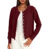 imageDarong Womens Casual Cropped Cardigan Lightweight Button Down Long Sleeve Knit Sweater Fall Outfit TopWine Red