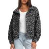 imageDarong Womens Cropped Fuzzy Fleece Jacket Button Down Plaid Leopard Jackets 2025 Fall Winter Soft Cozy CoatBlack Leopard