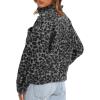 imageDarong Womens Cropped Fuzzy Fleece Jacket Button Down Plaid Leopard Jackets 2025 Fall Winter Soft Cozy CoatBlack Leopard