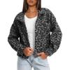 imageDarong Womens Cropped Fuzzy Fleece Jacket Button Down Plaid Leopard Jackets 2025 Fall Winter Soft Cozy CoatBlack Leopard