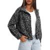 imageDarong Womens Cropped Fuzzy Fleece Jacket Button Down Plaid Leopard Jackets 2025 Fall Winter Soft Cozy CoatBlack Leopard