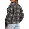 imageDarong Womens Cropped Fuzzy Fleece Jacket Button Down Plaid Leopard Jackets 2025 Fall Winter Soft Cozy CoatBlack Plaid