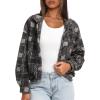 imageDarong Womens Cropped Fuzzy Fleece Jacket Button Down Plaid Leopard Jackets 2025 Fall Winter Soft Cozy CoatBlack Plaid