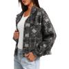 imageDarong Womens Cropped Fuzzy Fleece Jacket Button Down Plaid Leopard Jackets 2025 Fall Winter Soft Cozy CoatBlack Plaid