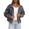 imageDarong Womens Cropped Fuzzy Fleece Jacket Button Down Plaid Leopard Jackets 2025 Fall Winter Soft Cozy CoatBlue Plaid