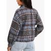 imageDarong Womens Cropped Fuzzy Fleece Jacket Button Down Plaid Leopard Jackets 2025 Fall Winter Soft Cozy CoatBlue Plaid