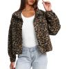 imageDarong Womens Cropped Fuzzy Fleece Jacket Button Down Plaid Leopard Jackets 2025 Fall Winter Soft Cozy CoatBrown Leopard