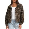 imageDarong Womens Cropped Fuzzy Fleece Jacket Button Down Plaid Leopard Jackets 2025 Fall Winter Soft Cozy CoatBrown Leopard