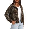imageDarong Womens Cropped Fuzzy Fleece Jacket Button Down Plaid Leopard Jackets 2025 Fall Winter Soft Cozy CoatBrown Leopard