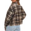 imageDarong Womens Cropped Fuzzy Fleece Jacket Button Down Plaid Leopard Jackets 2025 Fall Winter Soft Cozy CoatBrown Plaid