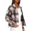 imageDarong Womens Cropped Fuzzy Fleece Jacket Button Down Plaid Leopard Jackets 2025 Fall Winter Soft Cozy CoatLight Brown Plaid