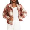 imageDarong Womens Cropped Fuzzy Fleece Jacket Button Down Plaid Leopard Jackets 2025 Fall Winter Soft Cozy CoatPink Plaid