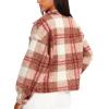 imageDarong Womens Cropped Fuzzy Fleece Jacket Button Down Plaid Leopard Jackets 2025 Fall Winter Soft Cozy CoatPink Plaid