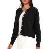 imageDarong Womens Lightweight Button Down Cardigan Long Sleeve Casual Crew Neck Soft Knit Outfits Sweater TopsBlack