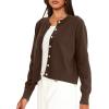 imageDarong Womens Lightweight Button Down Cardigan Long Sleeve Casual Crew Neck Soft Knit Outfits Sweater TopsDeep Brown